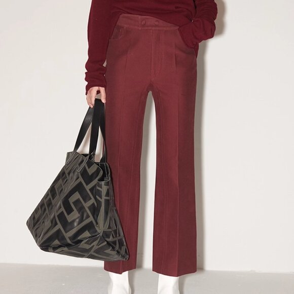 CHICJOC Burgundy Tailored Cotton Pants – Size 38 - Picture 3 of 16